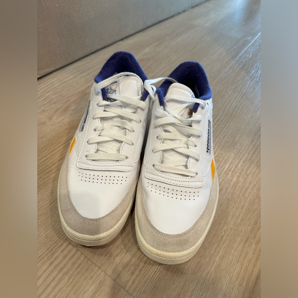 Reebok White, Purple, and Gold Men’s Club C Revenge Sneakers - Picture 2 of 8